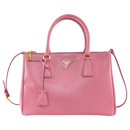 Prada Small Galleria Pink Saffiano Leather Two Way Tote Bag