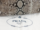 Prada Grey Brown Pitone Lucido Python Leather Ball Clasp Frame Bag