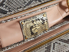 Prada Grey Brown Pitone Lucido Python Leather Ball Clasp Frame Bag