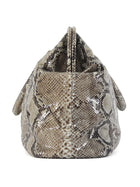 Prada Grey Brown Pitone Lucido Python Leather Ball Clasp Frame Bag