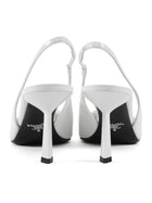 Prada White Brushed Leather Triangle Slingback Pumps - 38