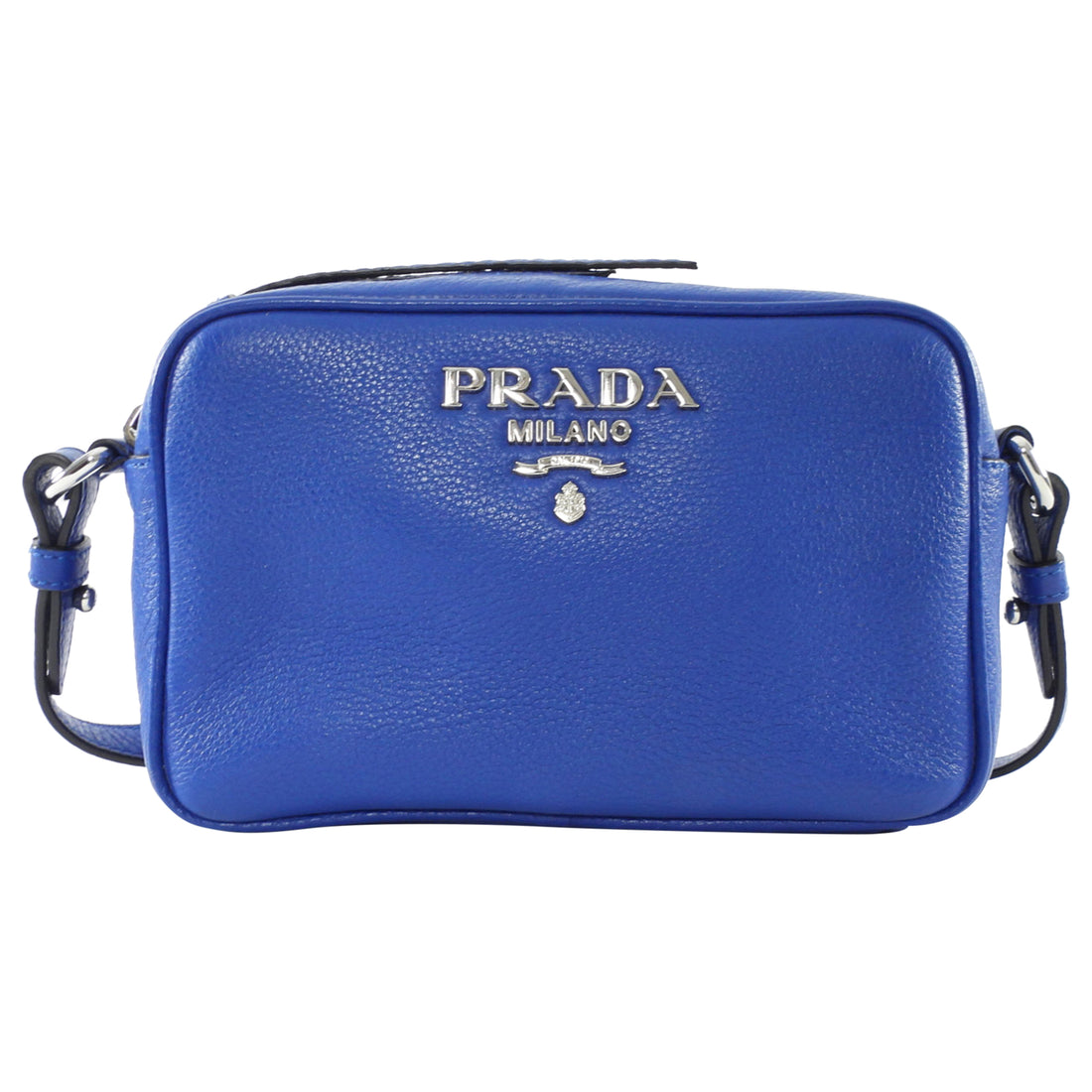 Prada Blue Leather Bandoliera Small Crossbody Bag