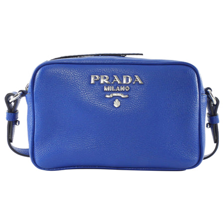 Prada Blue Leather Bandoliera Small Crossbody Bag