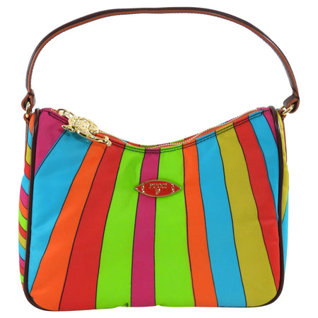 Emilio Pucci Yummy Stripe Print Nylon Hobo Shoulder Bag