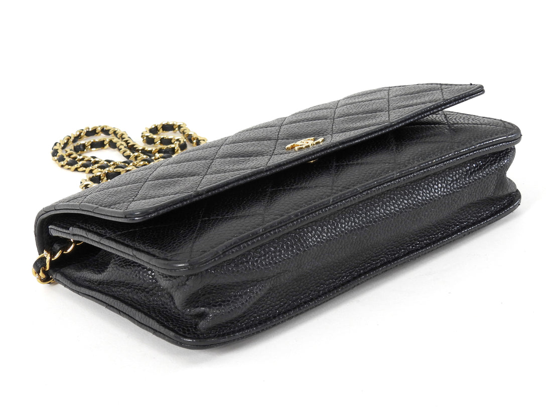 Chanel Black Caviar Leather CC Classic Wallet on Chain GHW