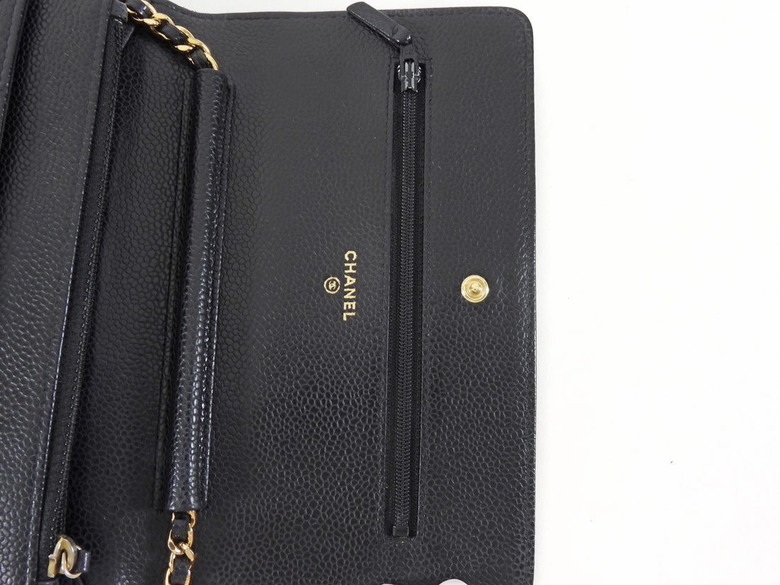 Chanel Black Caviar Leather CC Classic Wallet on Chain GHW