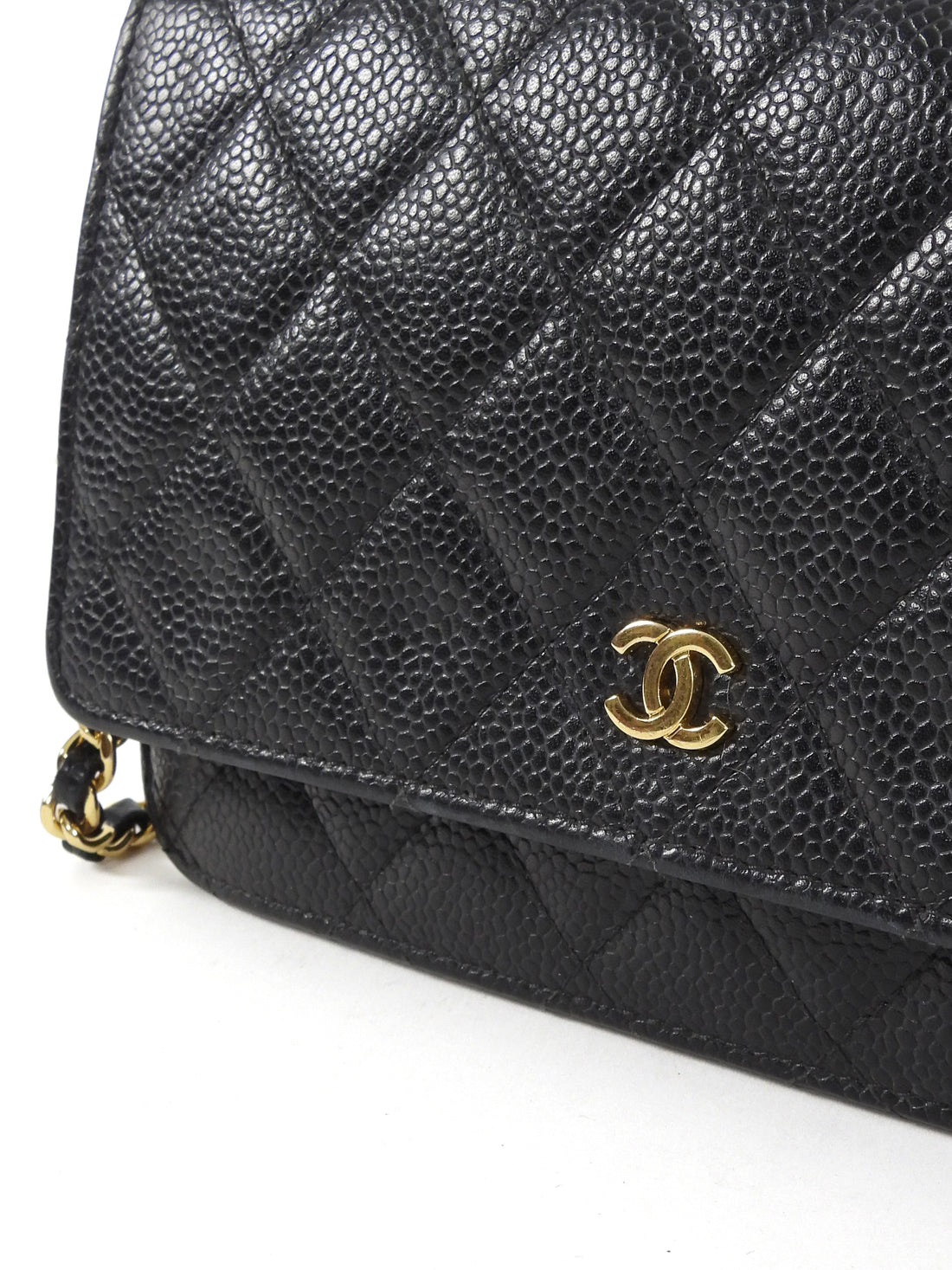 Chanel Black Caviar Leather CC Classic Wallet on Chain GHW