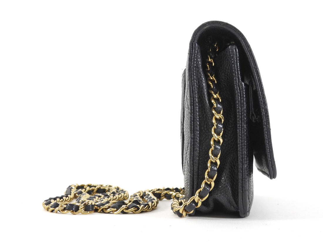 Chanel Black Caviar Leather CC Classic Wallet on Chain GHW