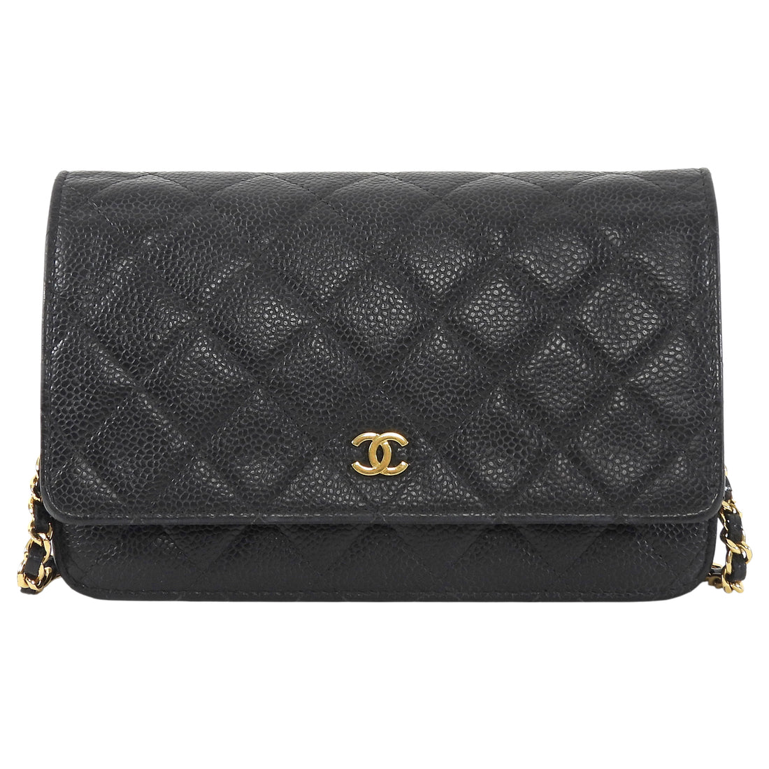Chanel Black Caviar Leather CC Classic Wallet on Chain GHW