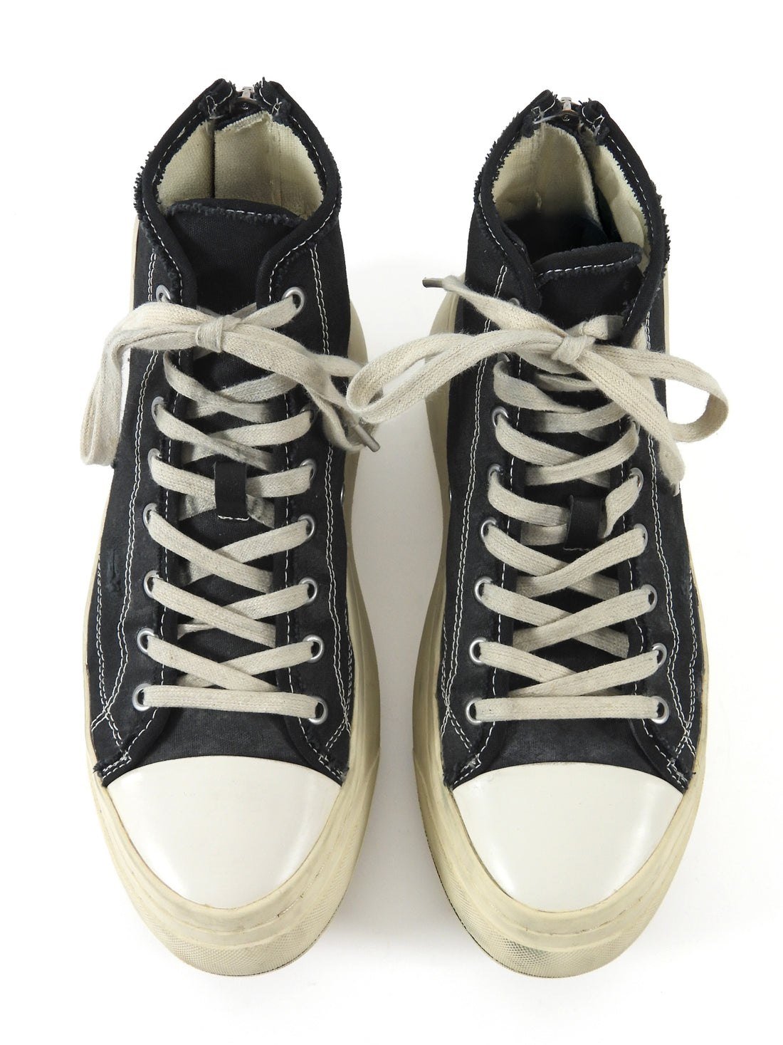 R13 Faded Black Distressed Canvas Kurt High Top Platform Sneakers - 9