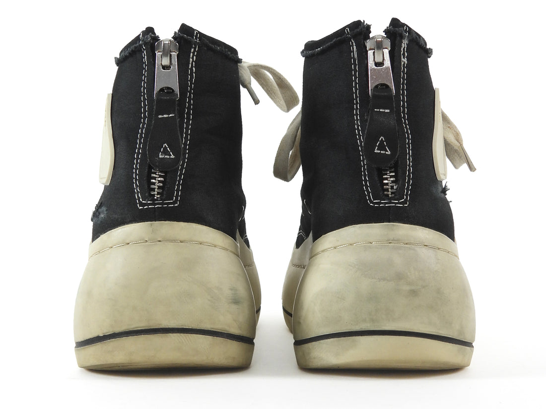 R13 Faded Black Distressed Canvas Kurt High Top Platform Sneakers - 9