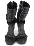 Rick Owens Spring 2012 Black Leather Wedge Platform Sandals - 40 IT