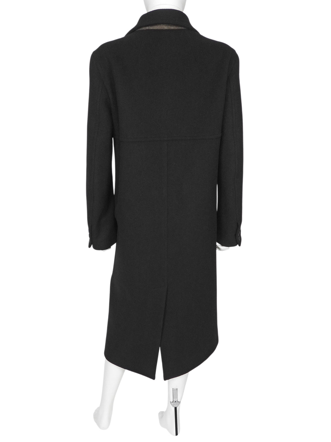 Rick Owens Black Virgin Wool Double Breasted Notch Lapel Coat