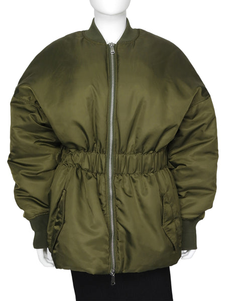 Ronny Kobo Army Green Nylon Elastic Waist Norell Bomber Jacket - S