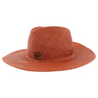 Ruslan Baginskiy Rust Orange Woven Straw Fedora Hat - M