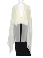 Sacai Ivory Sheer Silk overlay Knit Cape - O/S