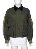 Sacai Army Green Mixed Media Cropped Jacket - 2 / M