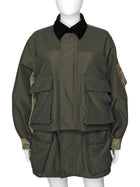 Sacai Army Green Mixed Media Cropped Jacket - 2 / M