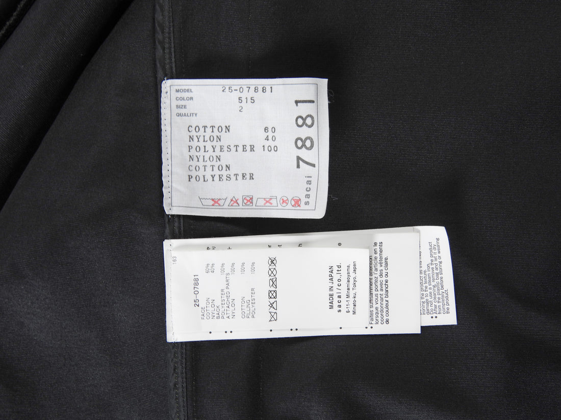 Sacai Army Green Mixed Media Cropped Jacket - 2 / M