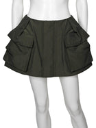 Sacai Army Green Cargo Mini Grosgrain Flare Skort - XS / 1