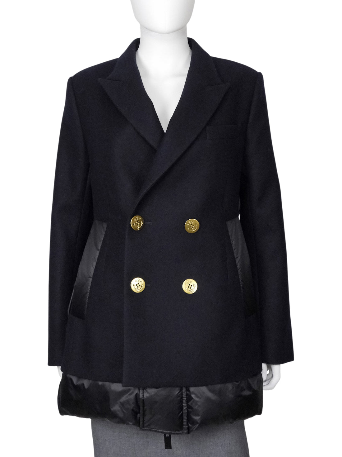 Sacai Navy Wool Melton Nylon Puffer Combo Jacket - JP 3 / L