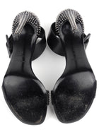 Saint Laurent Black Calfskin Leather Jane 106 Studded Ankle Buckle Stiletto Heel Sandals - 39