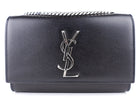 Saint Laurent Black Grained Leather Small YSL Kate Chain Crossbody Shoulder Bag