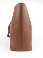 Saint Laurent Brown Leather Shopping Tote with Pouch