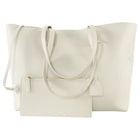 Saint Laurent Ecru Leather YSL East/West Shopping Tote