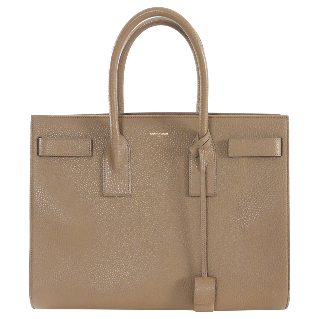 Saint Laurent Sac du Jour Large Taupe Brown Grained Leather Tote Bag
