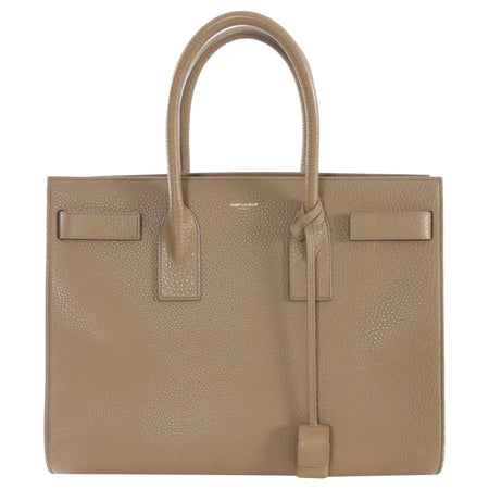 Saint Laurent Sac du Jour Large Taupe Brown Grained Leather Tote Bag