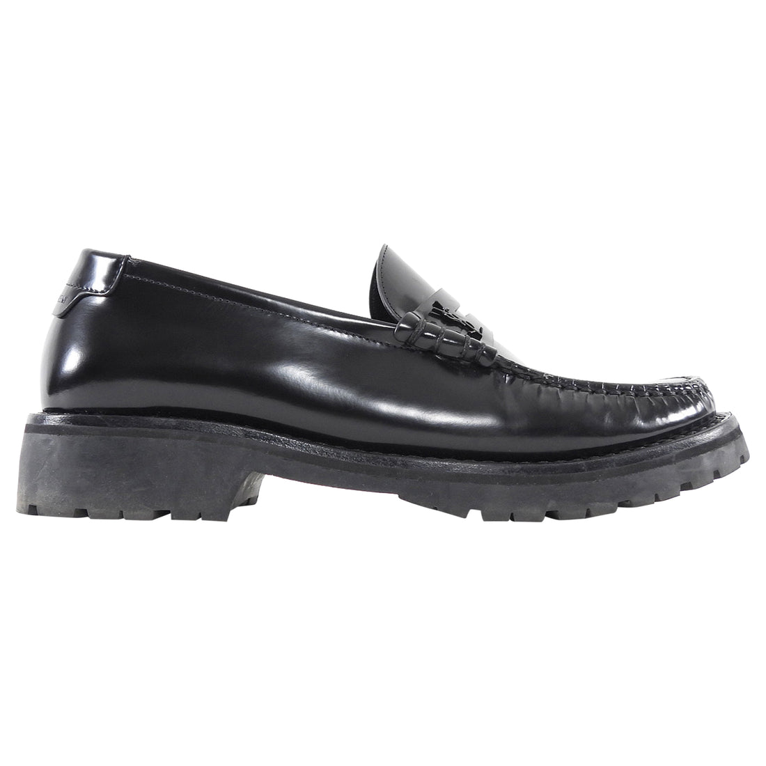 Saint Laurent Black Glossed Leather Le Loafer 15 Shoes - 37