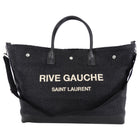 Saint Laurent Rive Gauche Black Raffia Large Overnight Travel Bag