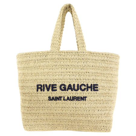 Saint Laurent Rive Gauche Woven Raffia Beach Large Tote Bag