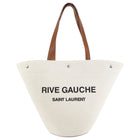 Saint Laurent Rive Gauche Canvas and Tan Leather Triangle Tote Bag