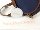 See by Chloe Navy and Tan Brown Leather Gold Chain Mara Saddle Crossbody Bag