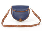See by Chloe Navy and Tan Brown Leather Gold Chain Mara Saddle Crossbody Bag