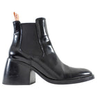 See by Chloe Black Glossed Leather Block Heel Chelsea Boots - 38