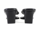 St Agni Black Leather Square Toe Mid Heel Thong Sandals - 39
