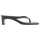 St Agni Black Leather Square Toe Mid Heel Thong Sandals - 39
