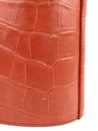 Staud Red Croc Embossed Leather Two Way Bucket Bag