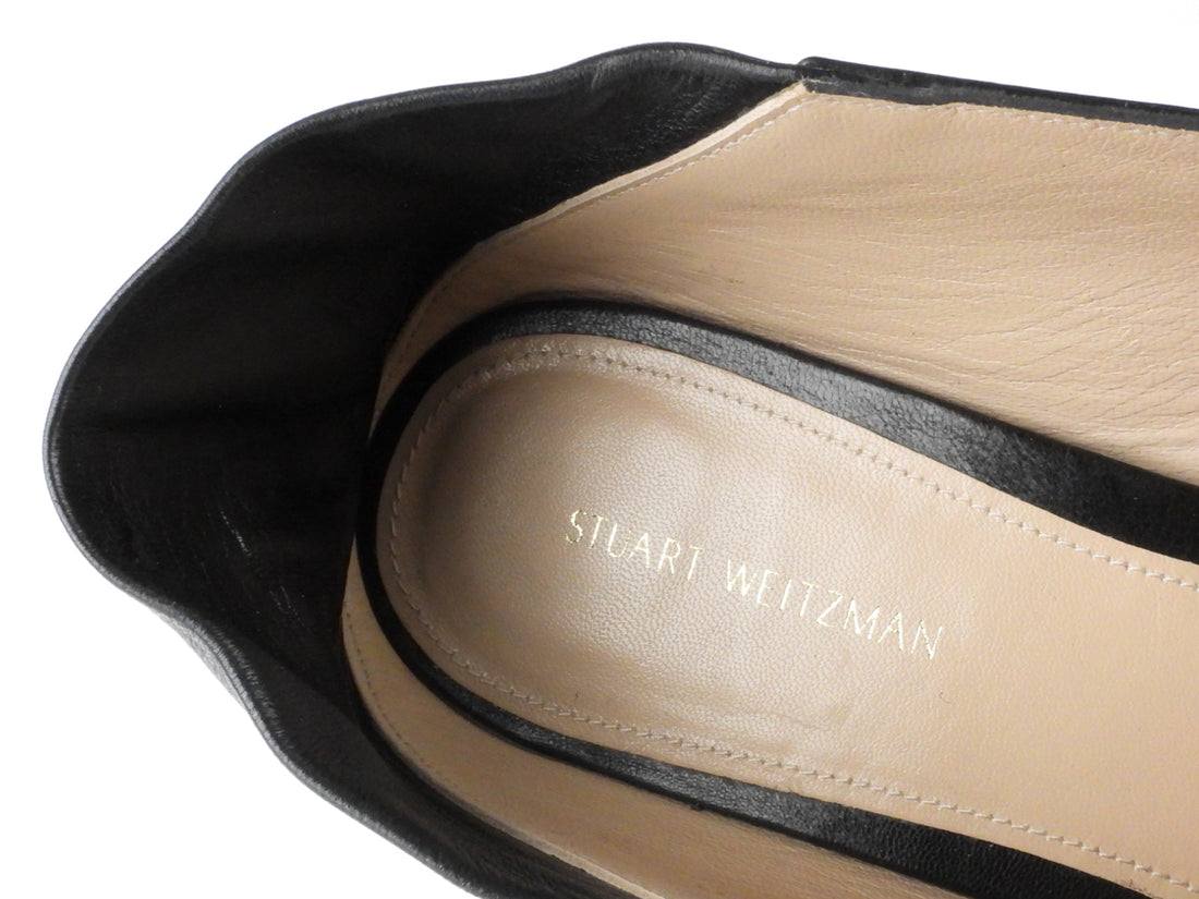 Stuart Weitzman Black Leather and Rhinestone Irises Convertible Mule Loafer - 9.5