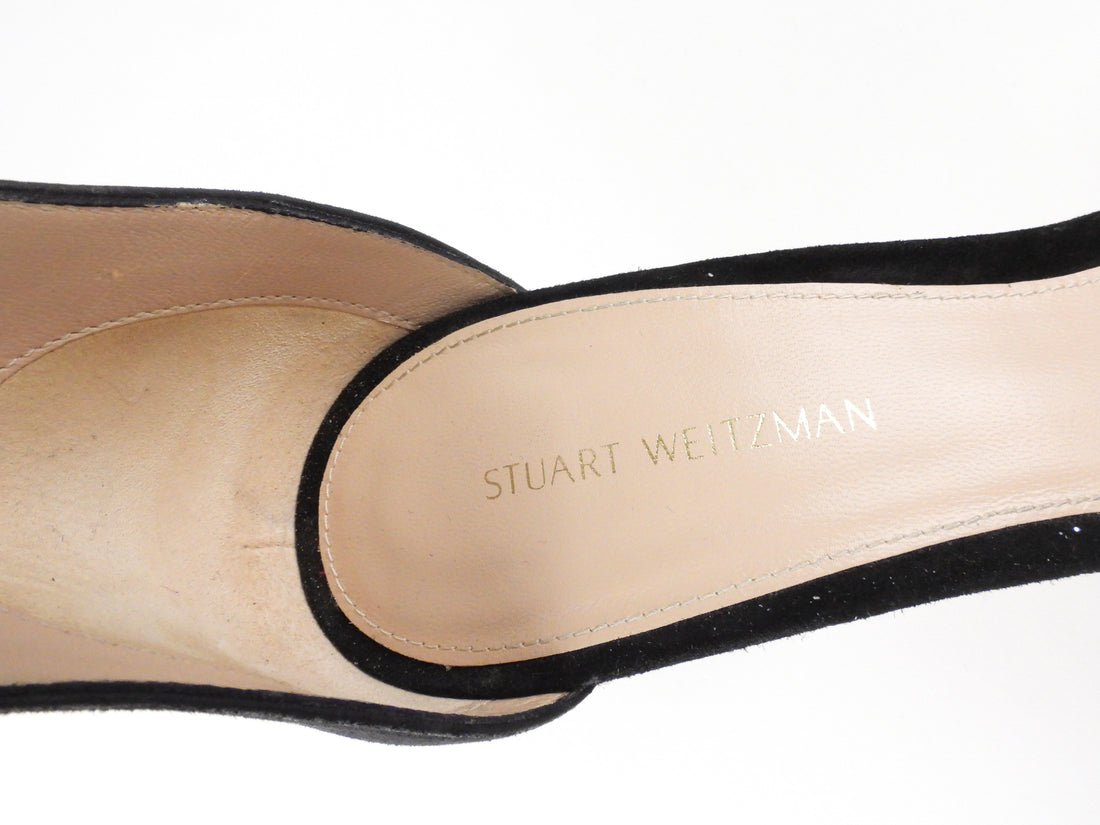 Stuart Weitzman Black Suede Leather Ankle Strap Stiletto Heel Sandals - 6.5