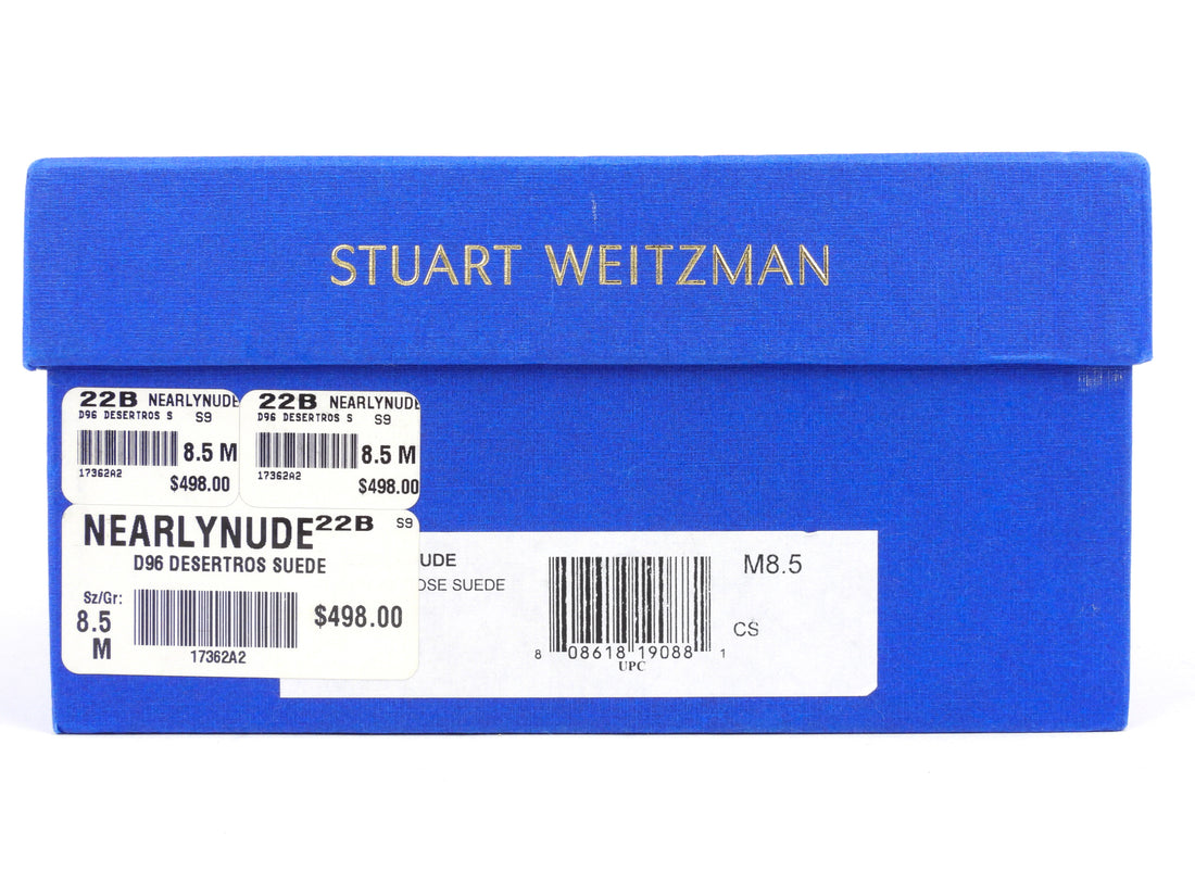 Stuart Weitzman Nearly Nude Desertros Metallic Suede Leather Stiletto Sandals - US 8.5