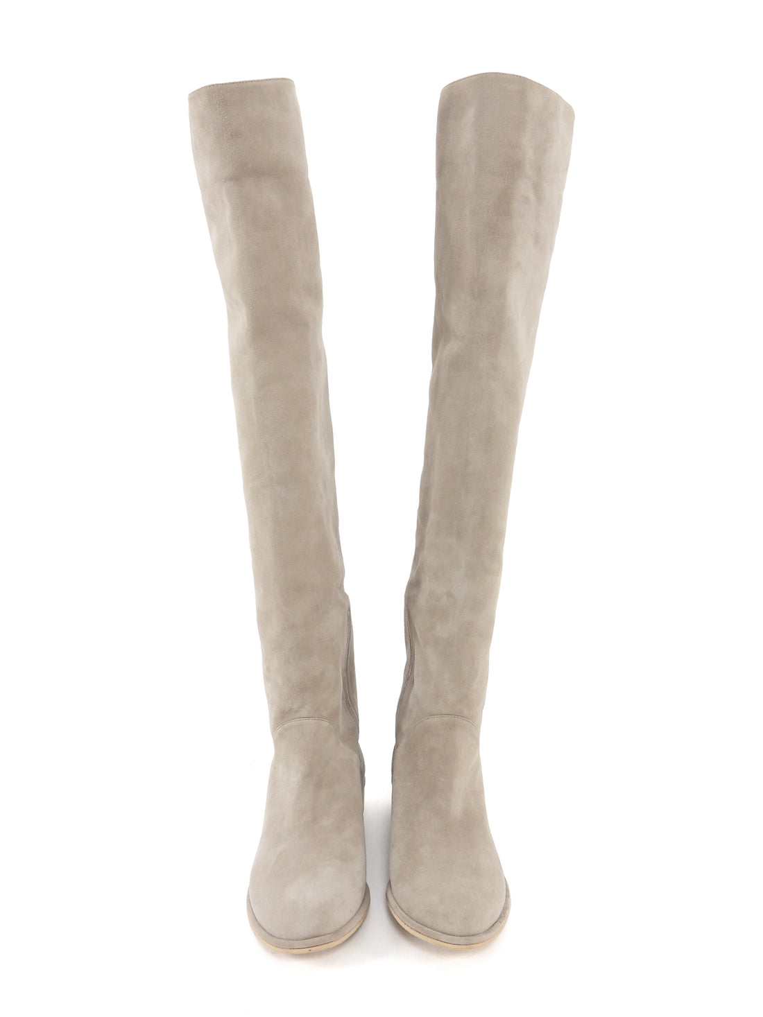 Stuart Weitzman Stone Beige Suede Rocker Chic Over Knee Boots - 8.5