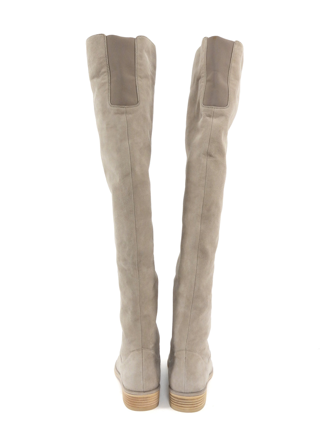 Stuart Weitzman Stone Beige Suede Rocker Chic Over Knee Boots - 8.5