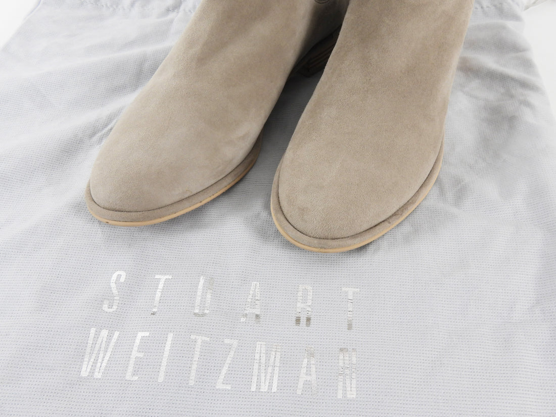 Stuart Weitzman Stone Beige Suede Rocker Chic Over Knee Boots - 8.5