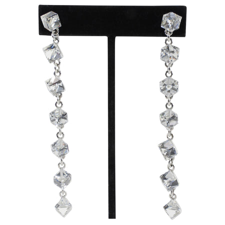 Swarovski Crystal Long Cube Chain Fringe Earrings