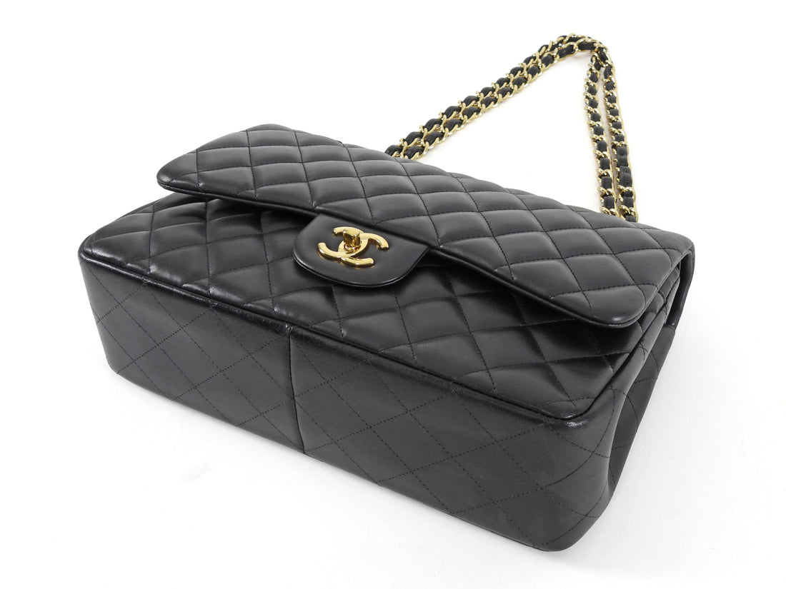 Chanel Black Chanel Classic Lambskin Jumbo Double Flap Bag GHW
