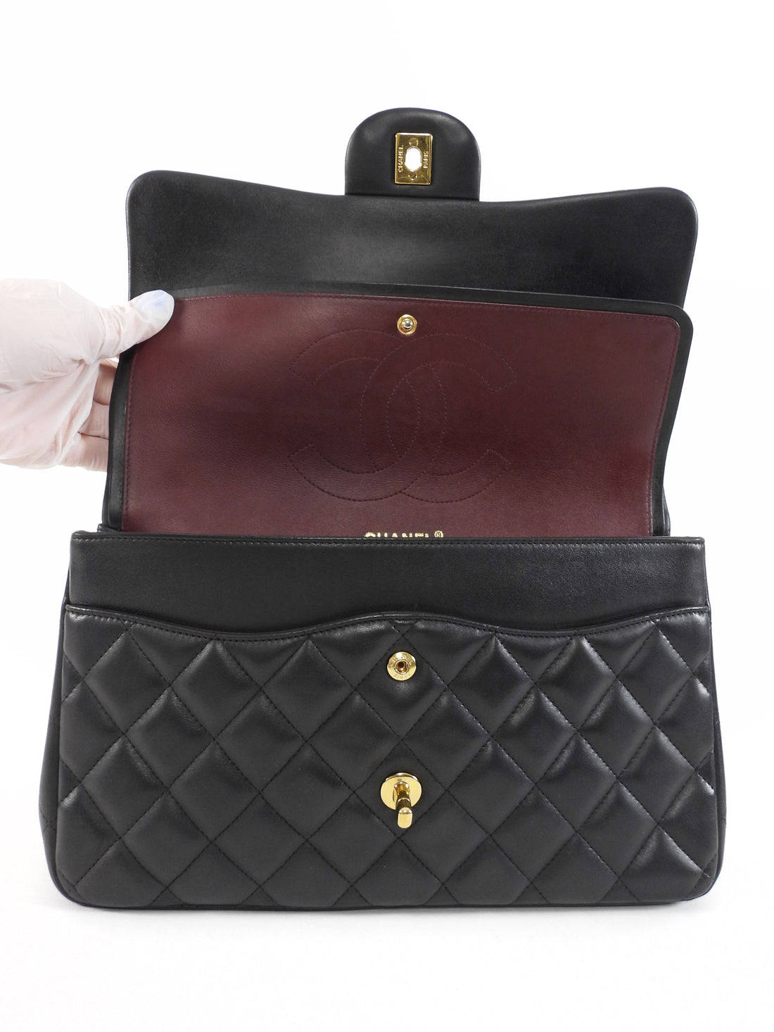 Chanel Black Chanel Classic Lambskin Jumbo Double Flap Bag GHW